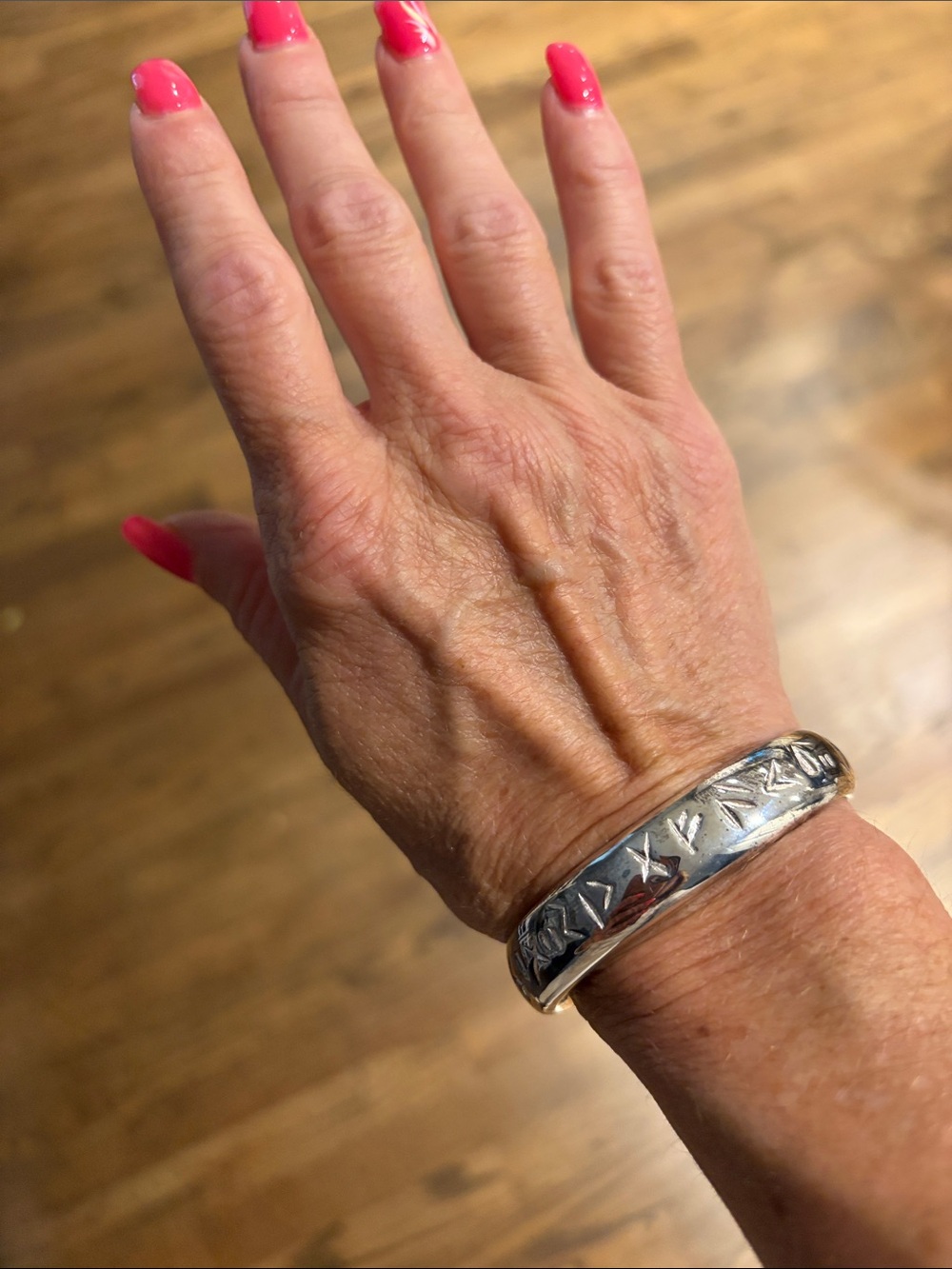 RLM Studio 925 Silver Engraved Open Cuff Bracelet